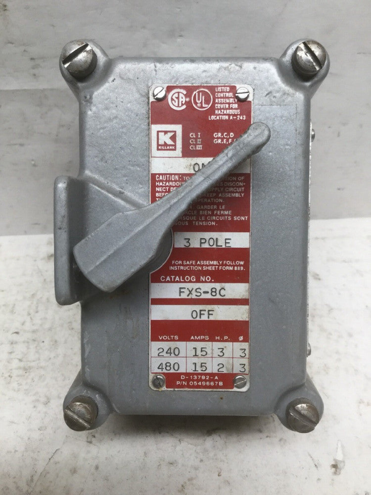 Hubbell Killark FXS-8C SEAL-X Series Factory Sealed Tumbler Switch Controls