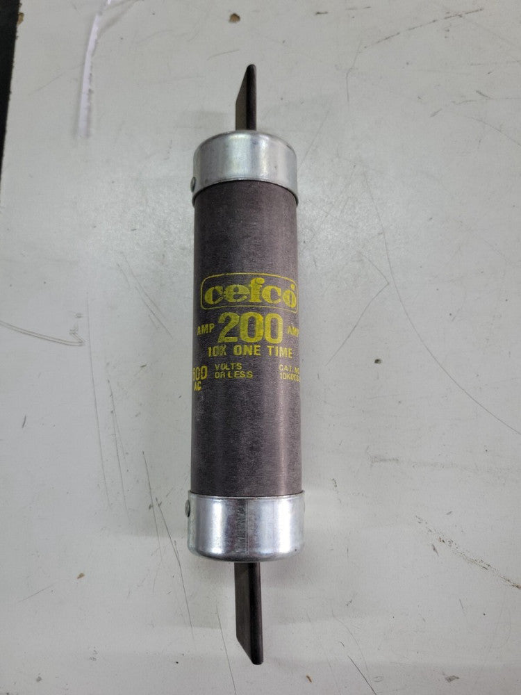 CEFCO ~ 10K ONE TIME FUSE ~ PART NUMBER 10KOTS200 ~ CLASS H 10KA 600 V NNB