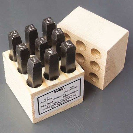 Young Bros Stamp Works You-03093 Number Set, 1/8 In. H, 0 To 8