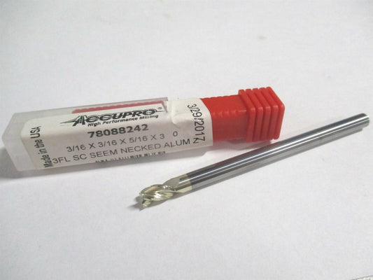 (35018705NS0C5) 3/16" x 5/16" x 3/16" x 3" OAL Solid Carbide 3Fl Square End Mill