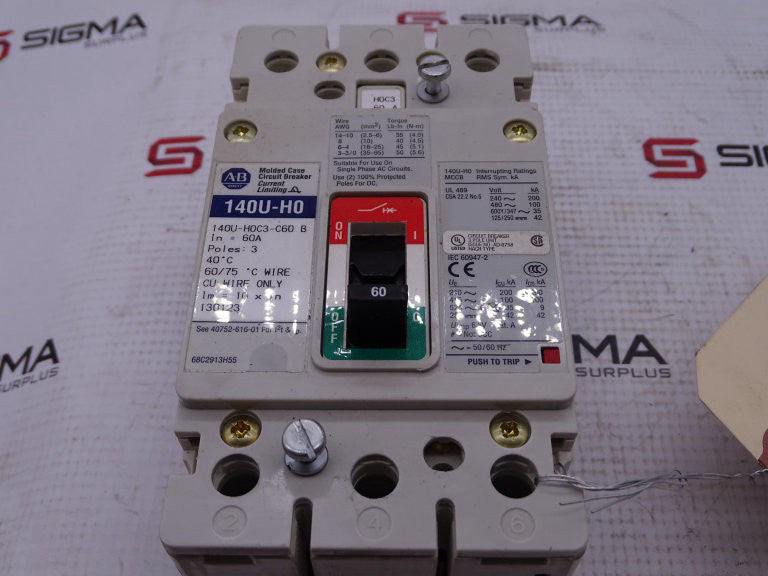 ALLEN BRADLEY 140U-H0C3-C60 SERIES B CIRCUIT BREAKER