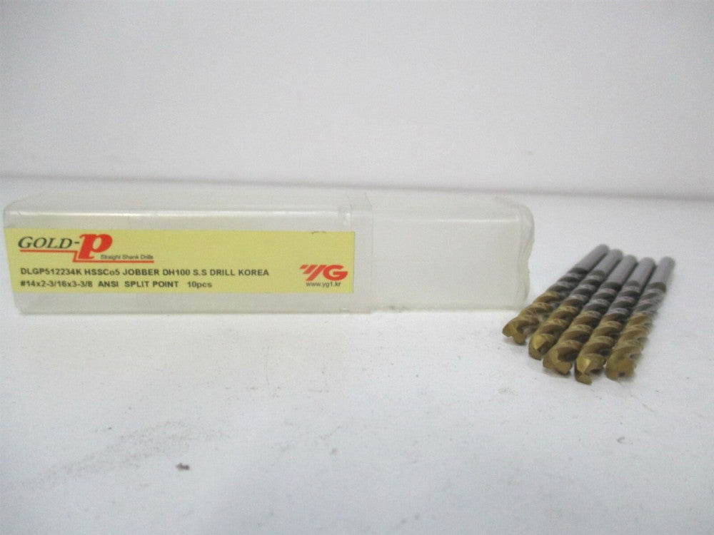 YG-1 (DLGP512234K) #14 x 2-3/16" x 3-3/8" HSS DH100 Jobber Drill Bit - Pack of 5