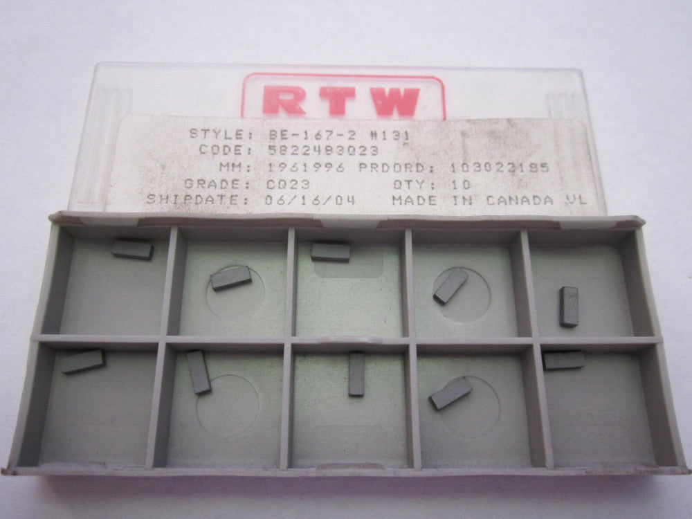 RTW CQ23 0.2570" x 0.0965" x 0.0675 1/4 3/32 1/16 Solid Carbide Blanks - 10 Pack