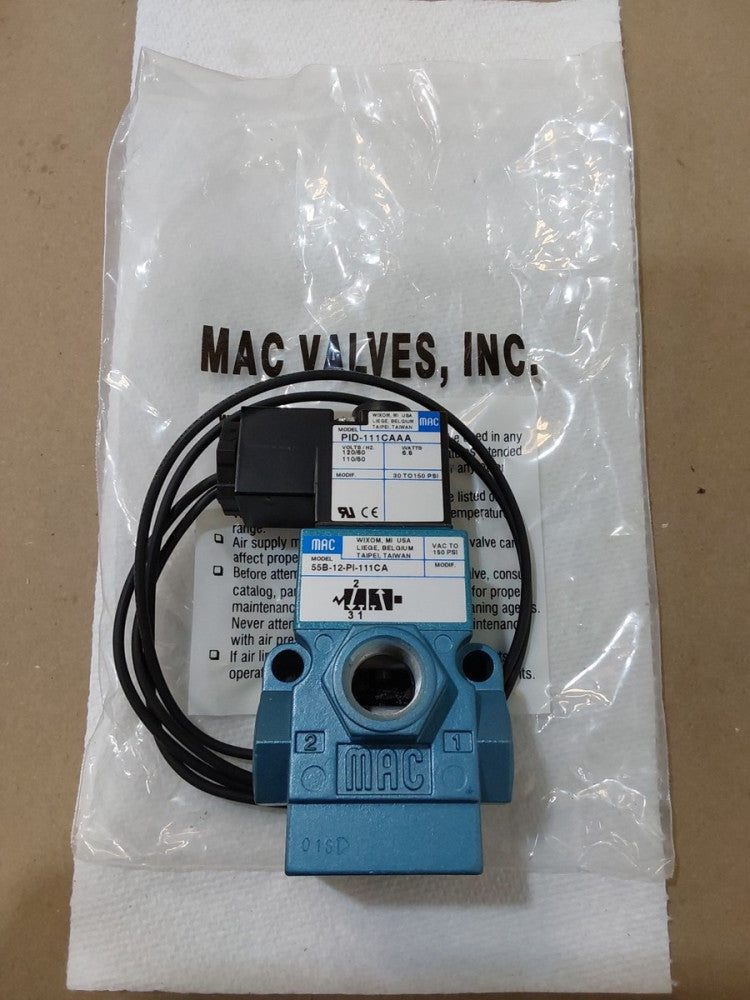 MAC 55B-12-PI-111CA, Pnuematic Solenoid Valve W/PID-111CAAA