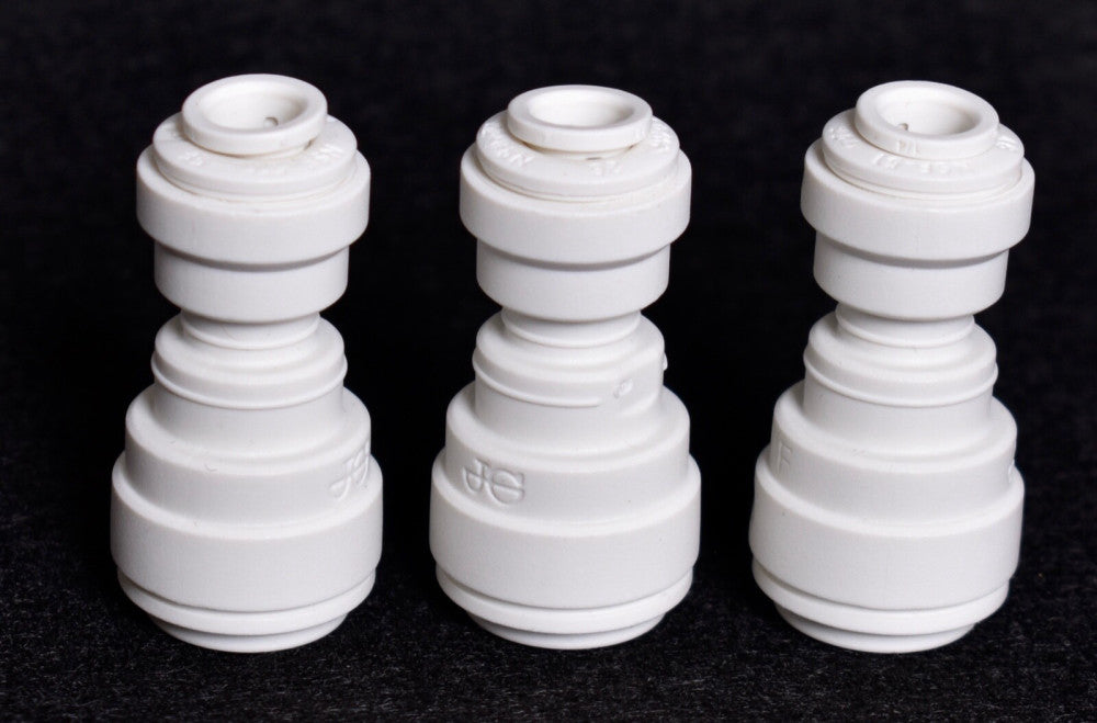 3 Count John Guest Polypropylene Reducing Union Connectors 3/8" x 1/4" PP201208W