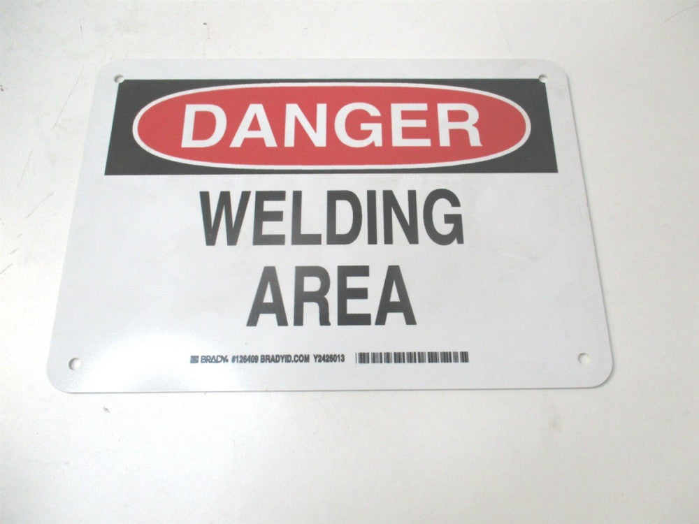 Brady (126409) 7" x 10" Welding Area Danger Plastic Sign With Mounting Holes