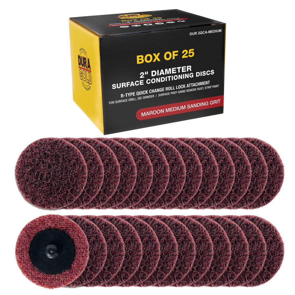 Dura-Gold 2" Surface Conditioning Discs Maroon Medium Sanding Grit (Box of 25)