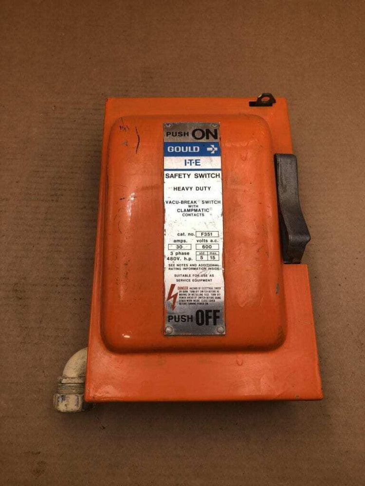 Gould I-T-E F351 Vacu-Break 30A Safety Disconnect Switch 600V 5/15HP
