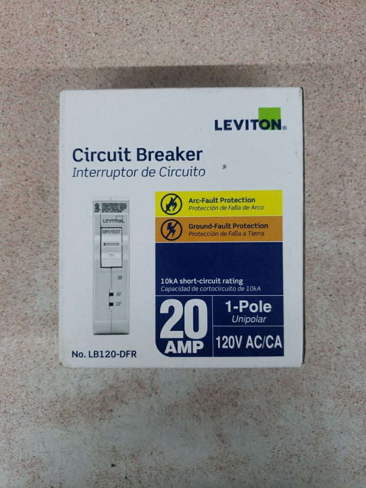 Leviton LB120-DFR 1-Pole 20 Amp Arc & Ground Fault Protection Circuit Breaker