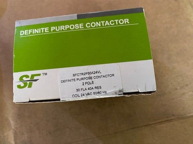 SFCTR2P30A24VL Definite Purpose Contactor 2 Pole 30 FLA 40A RES Coil 24 VAC
