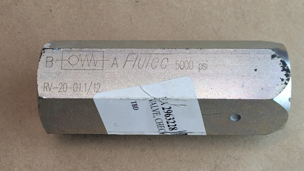 Flutec RV-20-01.1/12 Hydraulic Check Valve 1" NPT 5000 PSI