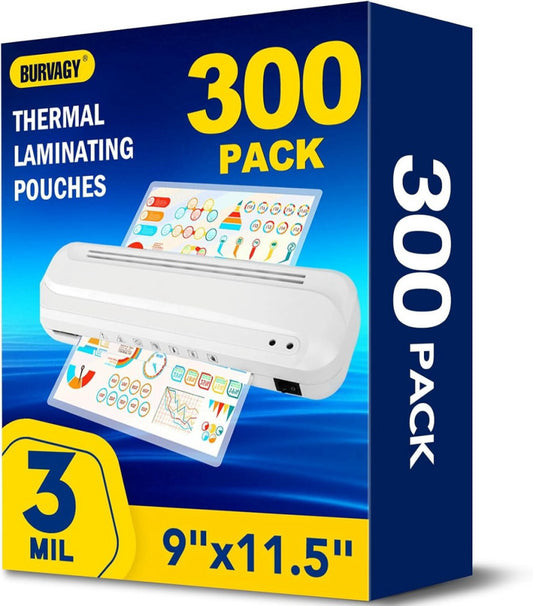 300 Pack Laminating Sheets, 3 Mil, 9 x 11.5 Inches Thermal 3Mil-300Pack 