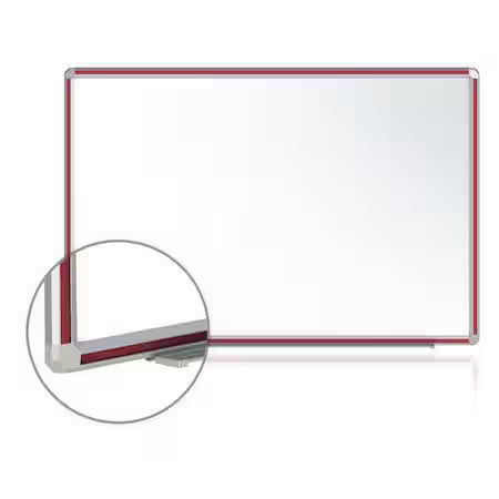 Ghent Dfmch34 Dry Erase Board, Porcelain, 36 In, 48 In, Aluminum Frame, White,