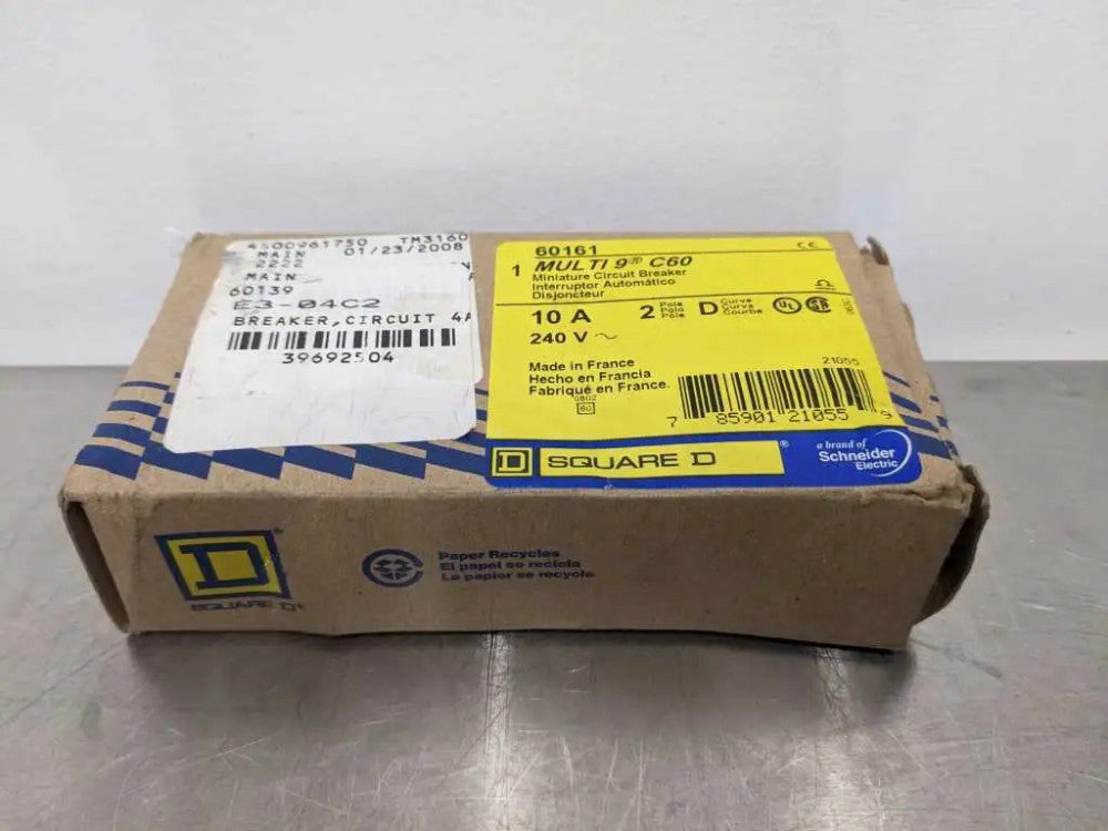 Square D 60161 Miniature Circuit Breaker Multi 9 C60 10A 2 Pole D Curve Merlin G