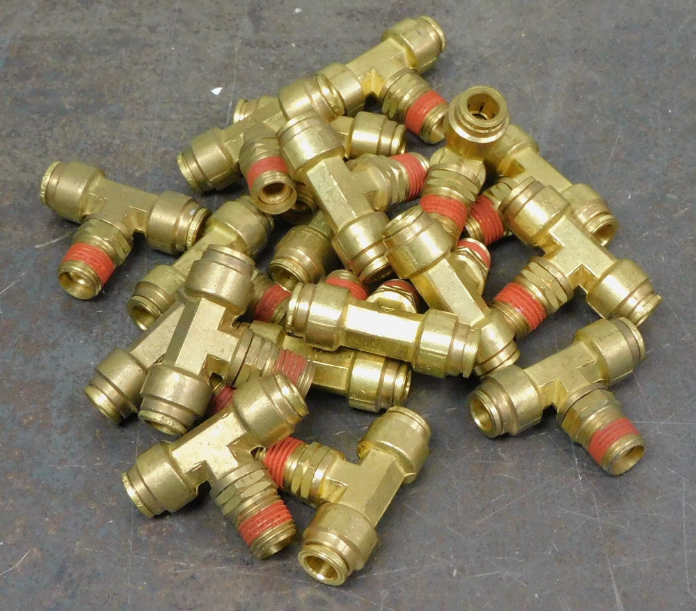 Alkon MAQ72-PS-8x4 Brass Push-In Swivel Branch Tee 8mmDIA 1/4" NPT Lot of 18