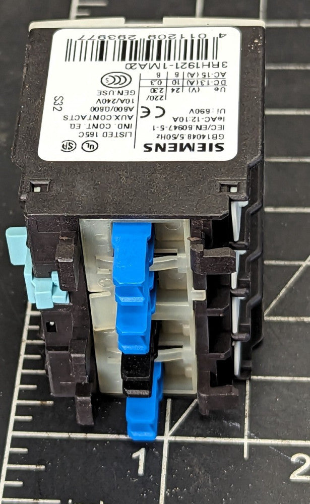 Siemens Siemens 3RH1921-1MA20 Auxiliary Contact Block WORKING PULL [B6S3]