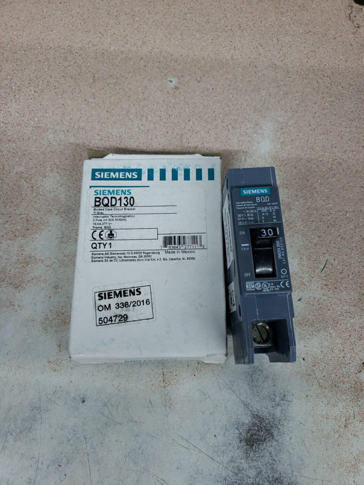 1) Siemens BQD130 30A Circuit Breaker new old stock