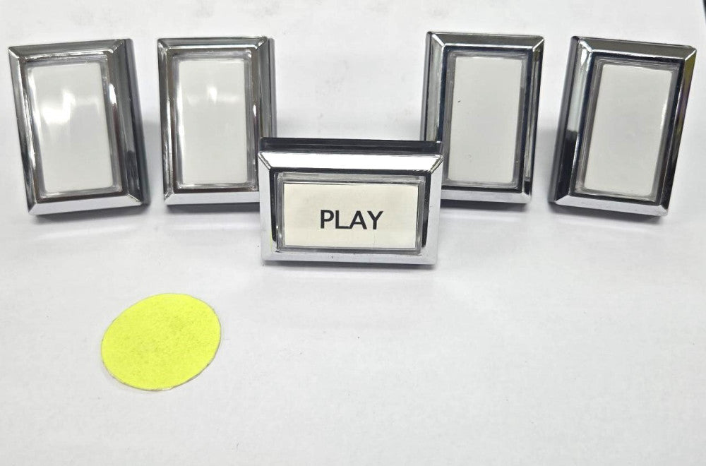 UNBRANDED 46MM WHITE RECTANGLE ILLUMINATED  5 PIN ARCADE PUSH BUTTON (LOT OF 5)