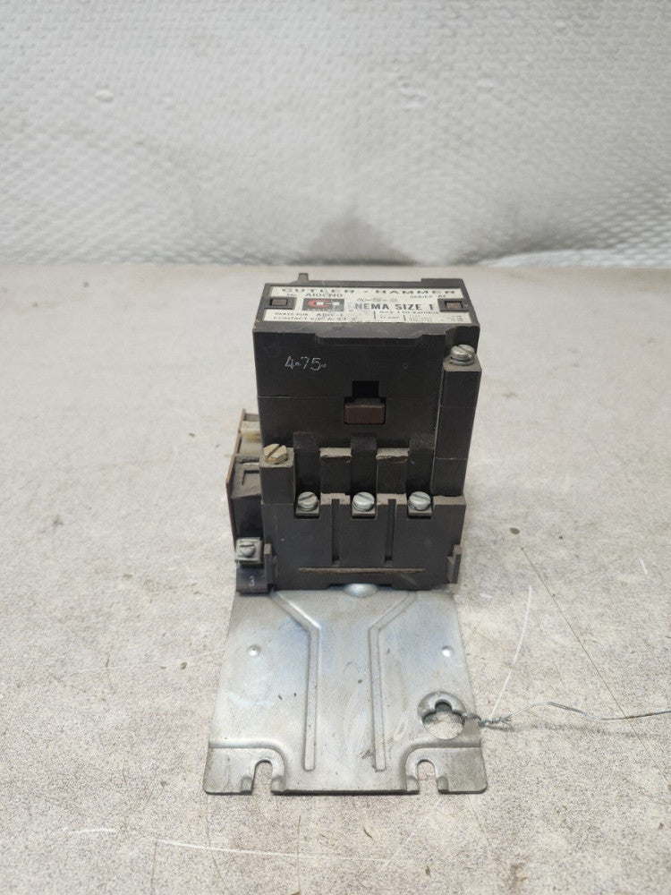 USED CUTLER HAMMER STARTER NEMA SIZE 1, 3HP, 115V, A10CNO