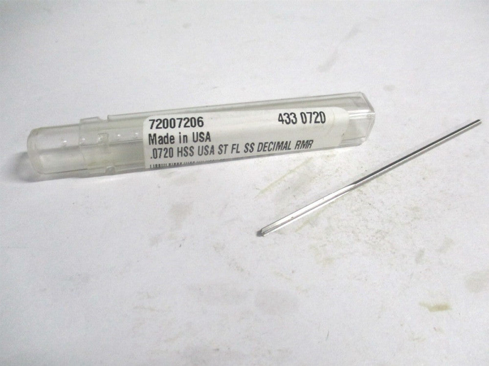 (72007206) 0.072" x 3/4" x 3" OAL Straight Shank HSS 4-Flute Chucking Reamer 