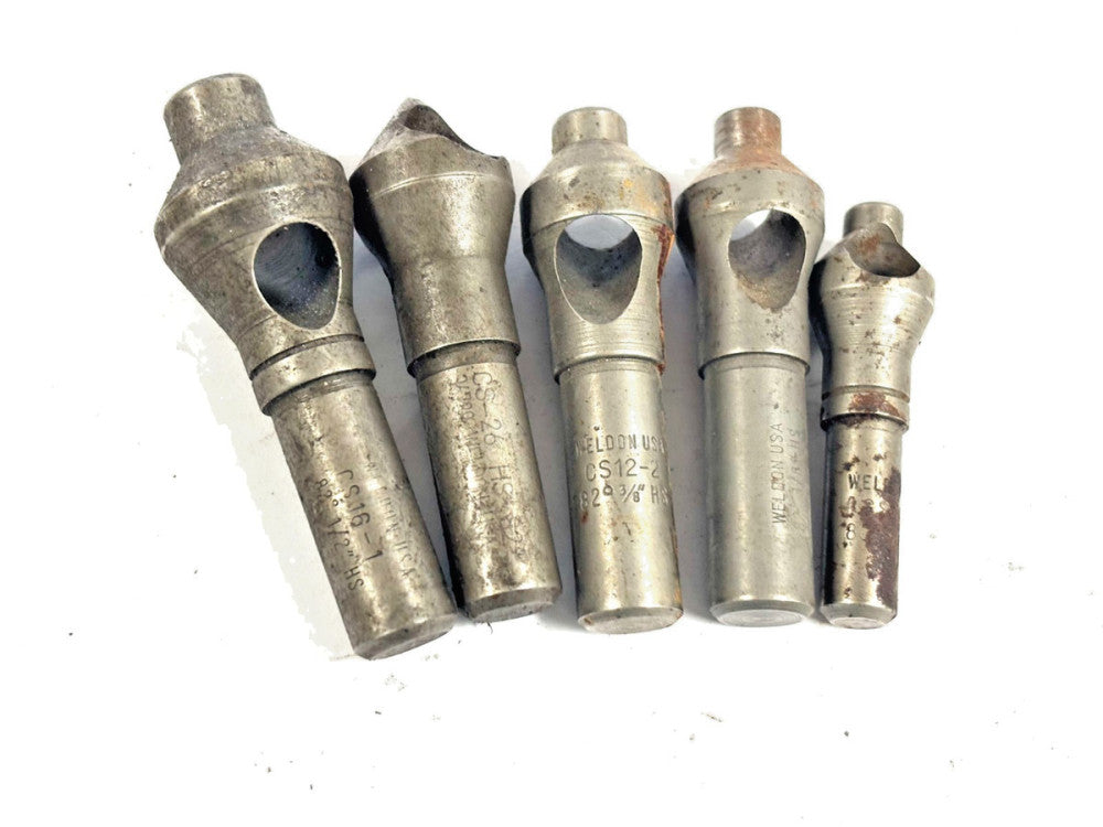 WELDON HIGH SPEED STEEL COUNTERSINK & DEBURRING TOOLS LOT OF 5