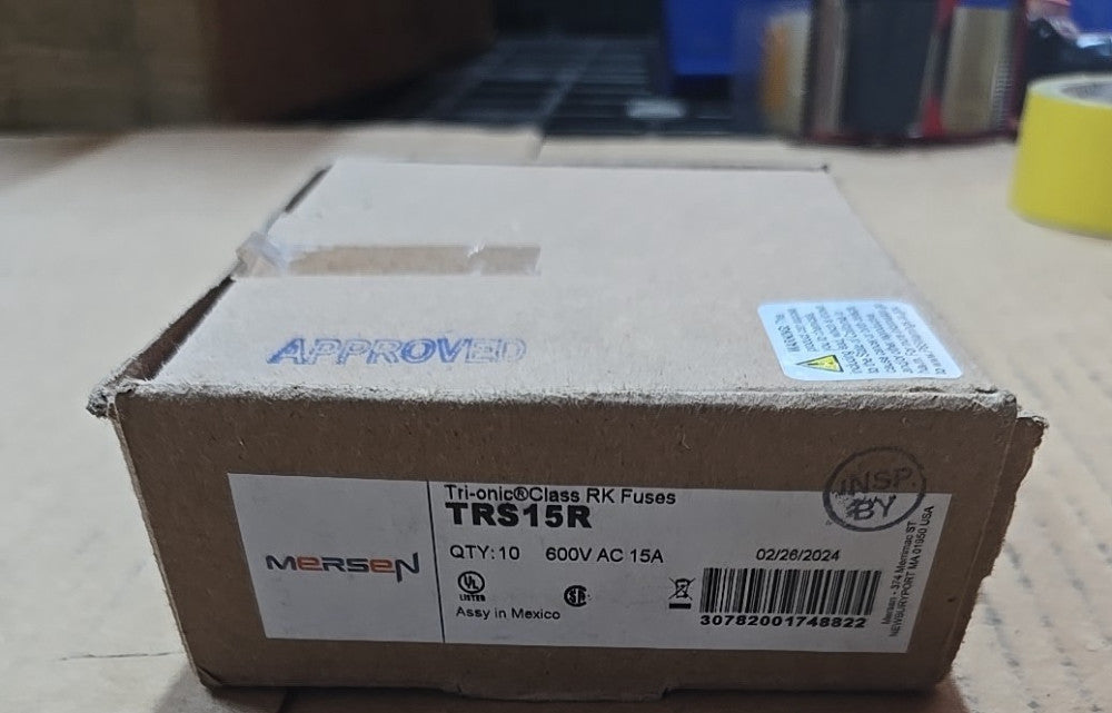 BOX OF 10 Mersen Ferraz Shawmut Tri-Onic TRS15R 15 Amp 600 Volt Class RK5 Fuse