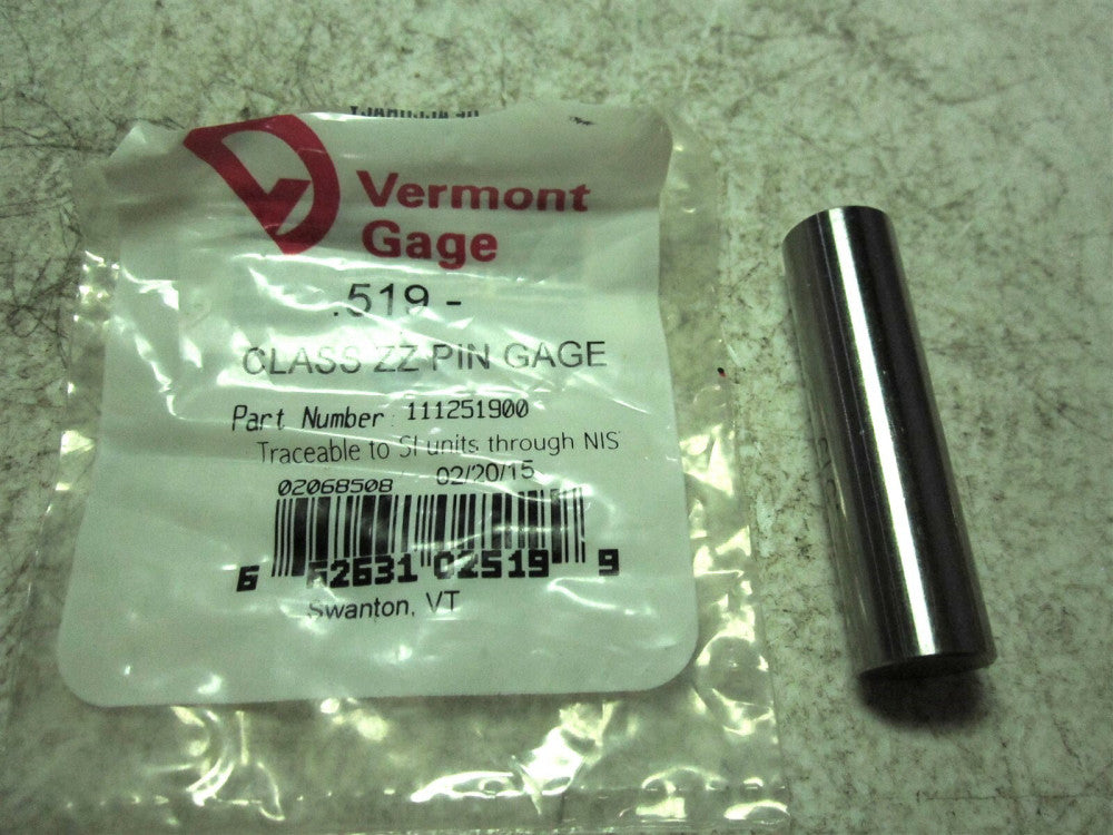 Vermont Gage (111251900) 0.519 Diameter Class ZZ Pin Gage