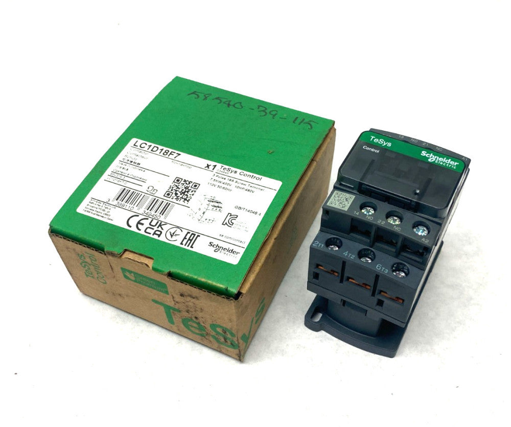 Schneider Electric LC1D18F7 TeSys Deca Nonreversing IEC Contactor 3-Pole