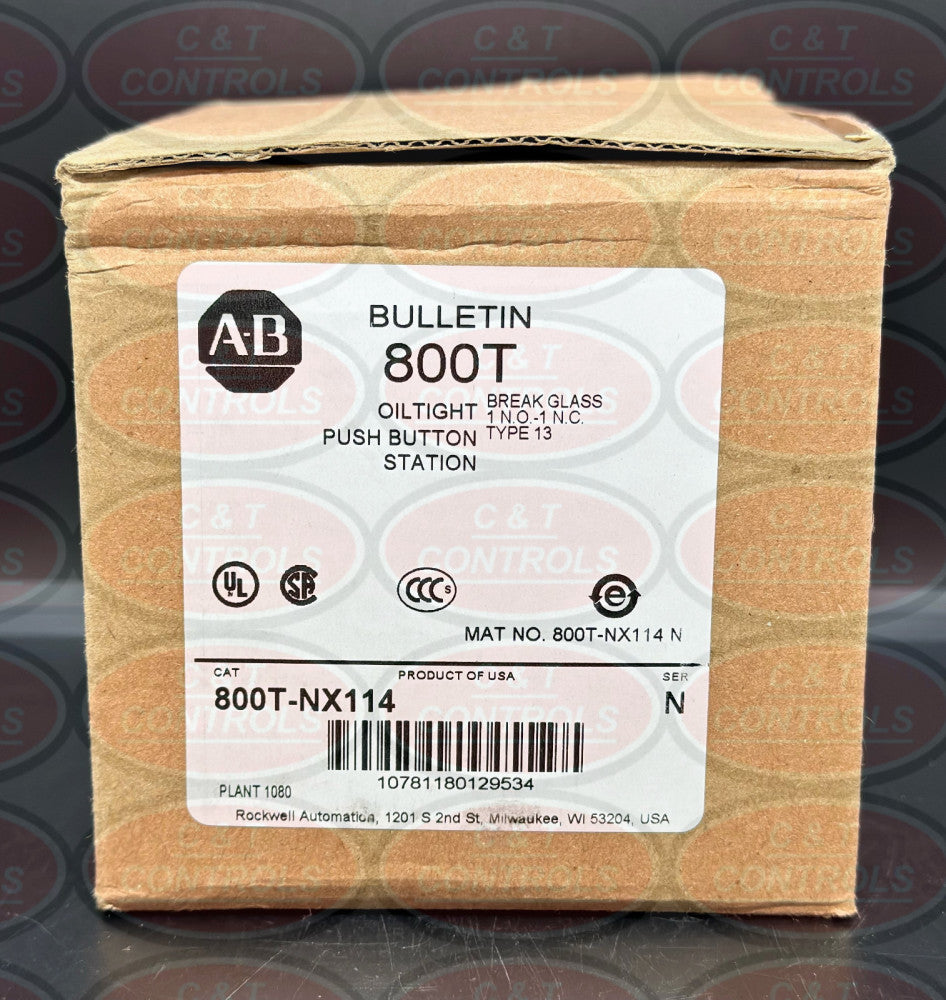 Allen Bradley 800T-NX114 Glass Break Pushbutton Station New In Box USA Stock