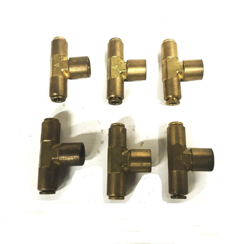 Unbranded Brass 3-Way Brass Tee 7/16 Female to 1/4 Slip Lock [Lot of 7] NOS
