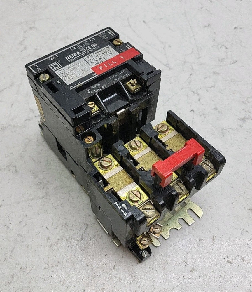 Square D 8536-SA0-12 Nema Size 00 Motor Starter Form S Series B B5.50 Relay 