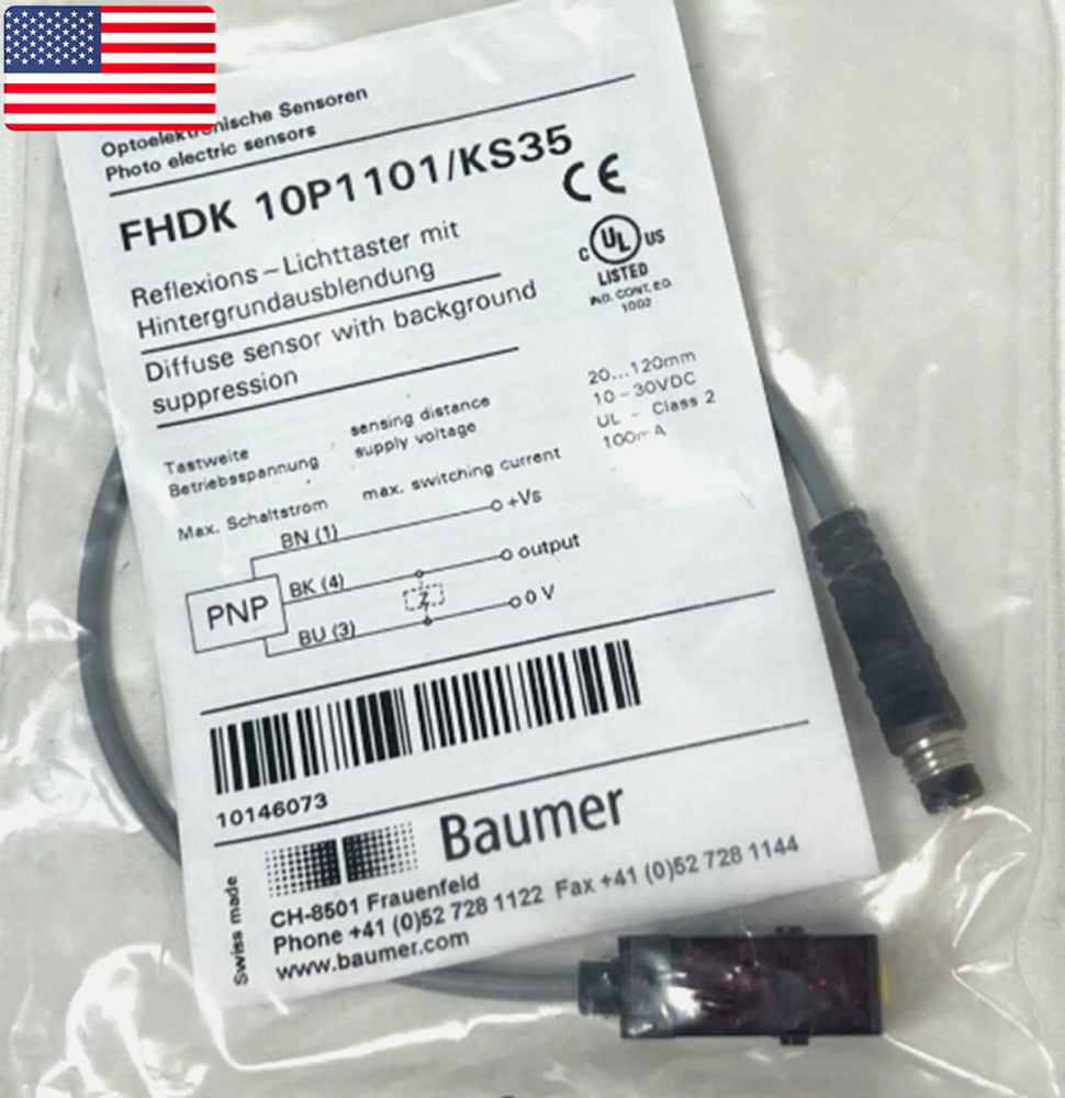 One New Photo Electric Sensor 10-30VDC for Baumer FHDK 10P1101/KS35 - US Stock