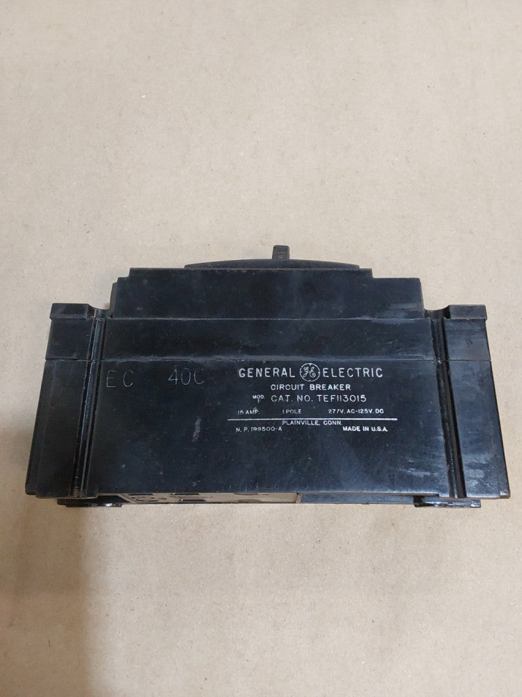 General Electric TEF113015 Circuit Breaker 15A . 277VAC , 125VDC