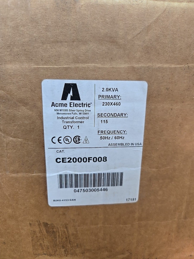 Acme Electric CE2000F008 Industrial Control Transformer NOS