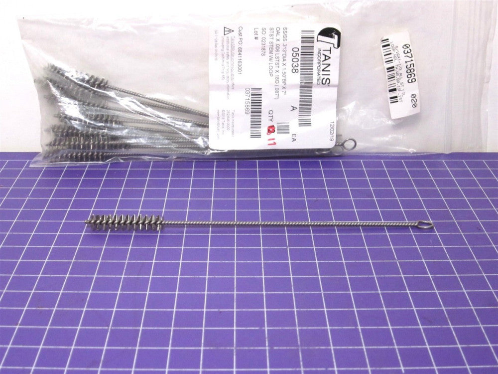 TANIS (05038) 5/16"x 1-1/2" SS Twisted Wire Bristle Brush 7" OAL Qty. 11