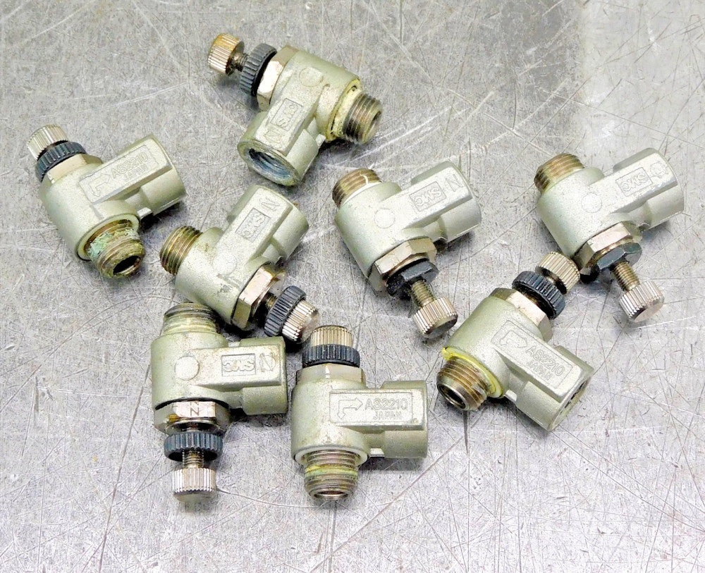 SMC AS2210 Pneumatic Speed Flow Control Valve 1/8" NPT Lot of Eight (8)