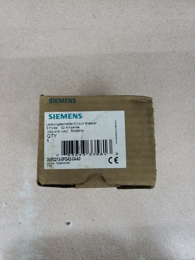 Siemens 3VF2213-0FG42-0AA0 Circuit Breaker, 3 Pole, 32 Amps, 240-415VAC, 50/60HZ