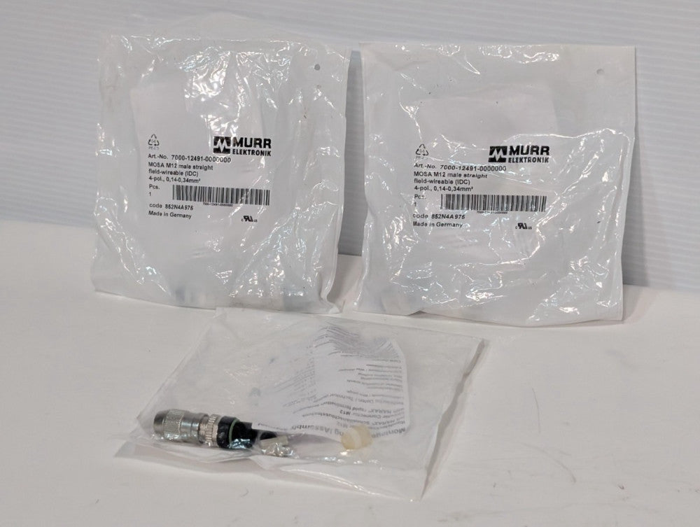 Lot of 3: Murr Elektronik 7000-12491-0000000 Field-Wireable Connectors, 4-Pole
