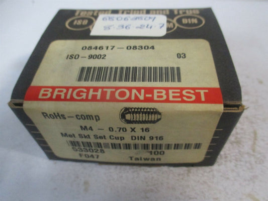 (533028P) M4x0.70 2mm x 16mm OAL Alloy Steel Cup Point Set Screw - Qty 100