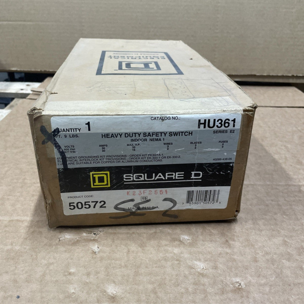 NEW OLD STOCK Square D HU361 Heavy Duty Safety Switch 30A, 600VAC/V