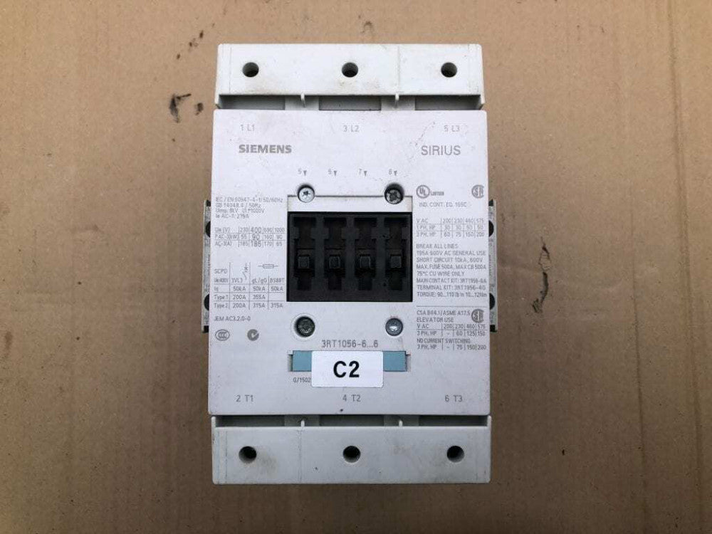 SIEMENS SIRIUS 3RT1056-6AF36 3 Pole Power Contactor AC-3 185 A, 90 kW / 400 V AC