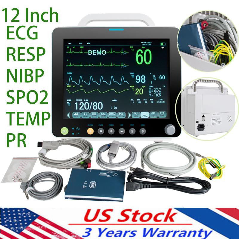 Carejoy 12" Portable Vital Signs Patient Monitor PRCardiac Machine SPO2/PR