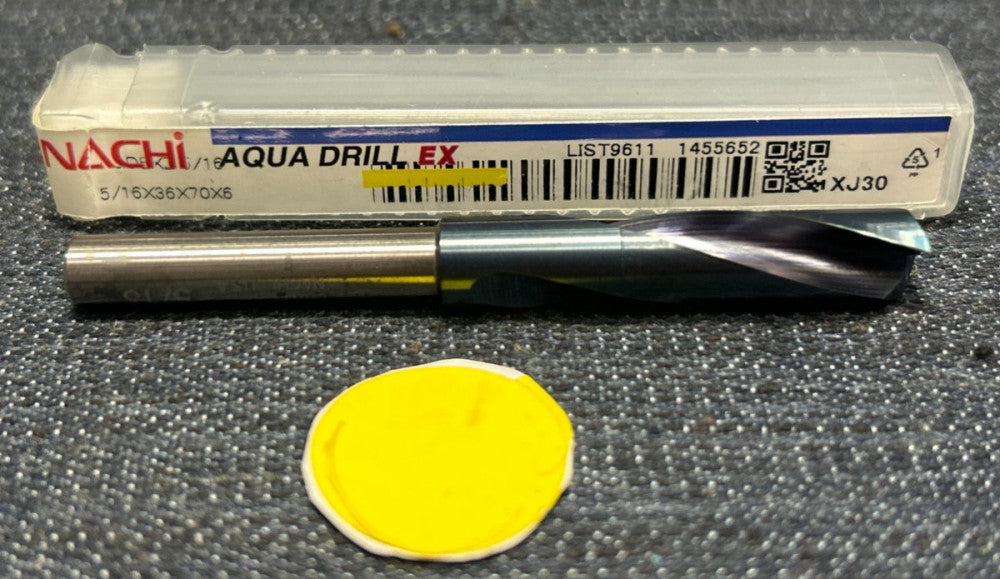 NACHI AQUA 2 FLUTE DRILL EX  L9611  5/16 X 36 X 70 X 6