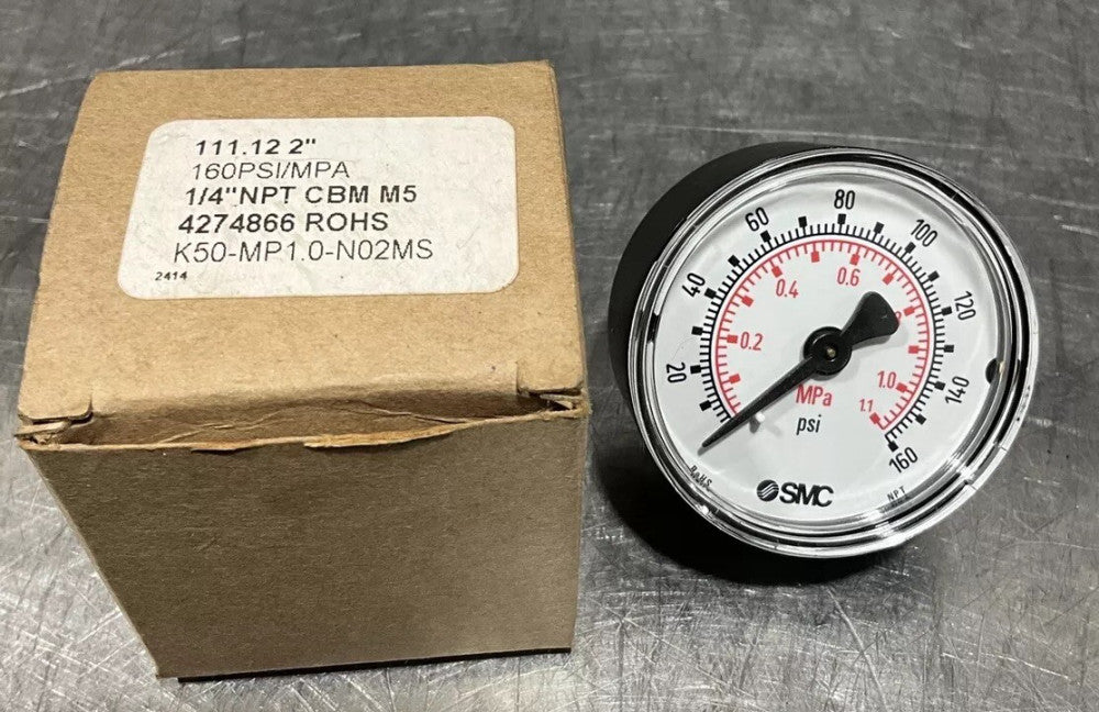 111.12 2” 160PSI/MPA 1/4 NPT CMB M5 Pressure Gauge Nos Surplus