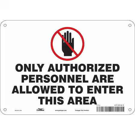 Condor 472H95 Safety Sign, 7 In Height, 10 In Width, Aluminum, Vertical