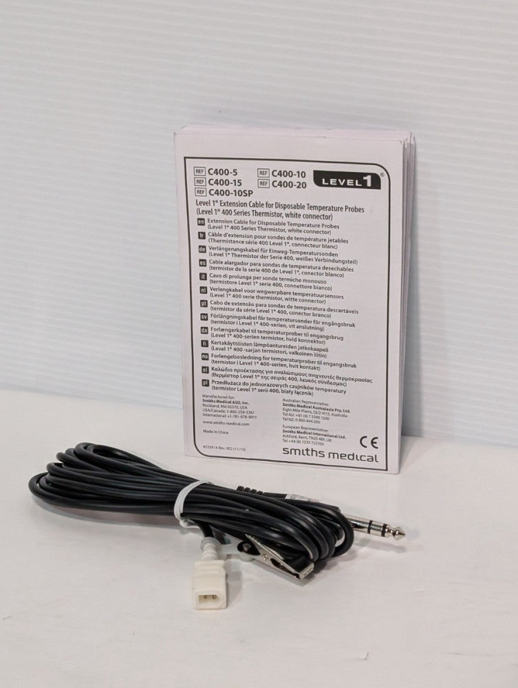 Smiths Medical C400-10 Reusable 10' Extension Cable for Disposable Temp Probe