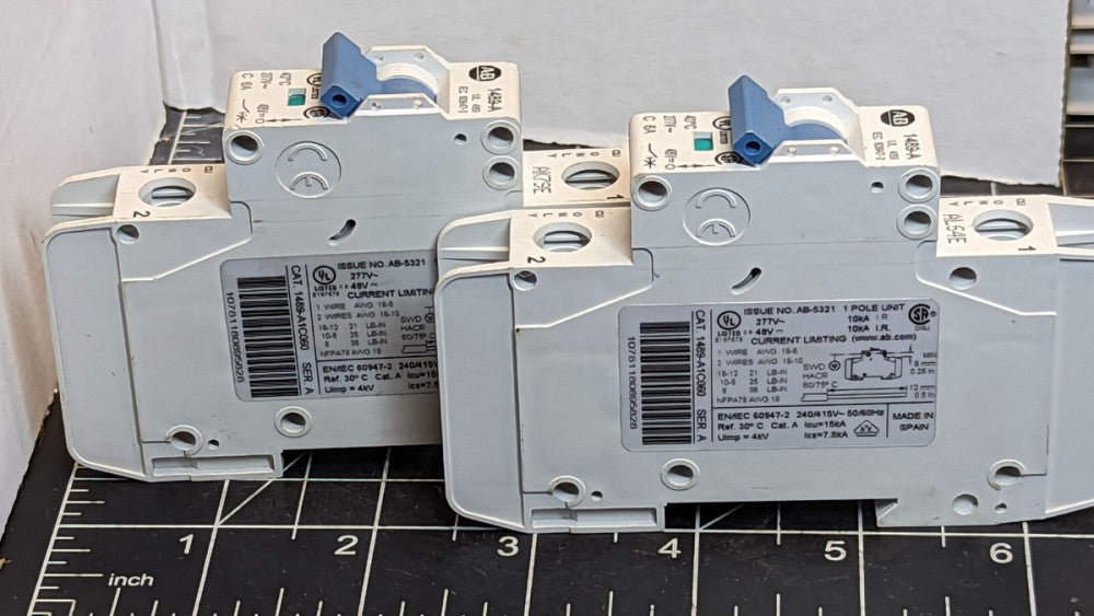Lot Of (2) Allen Bradley 1489-A1C060 Circuit Breaker 1P6A [C1S4#5