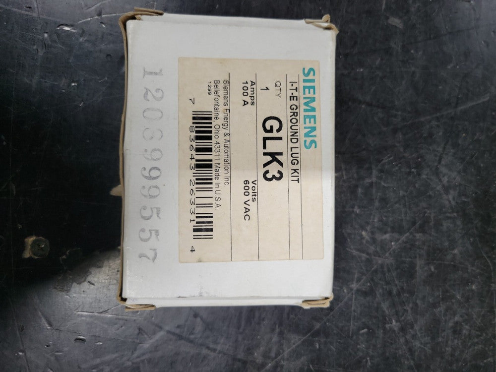 1- SIEMENS GLK3 I-T-E GROUND LUG KIT 100A 600VAC ***NIB***