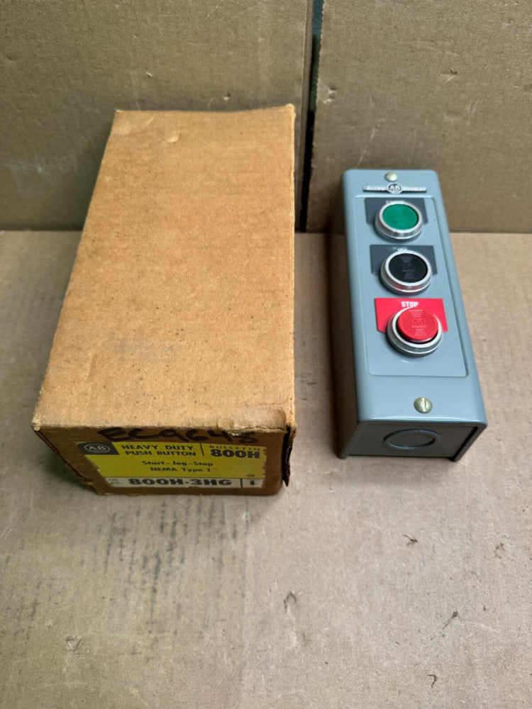 ALLEN BRADLEY 800H-3HG START-JOG-STOP HEAVY-DUTY PUSH BUTTON, NEW-OPEN BOX! M/O!