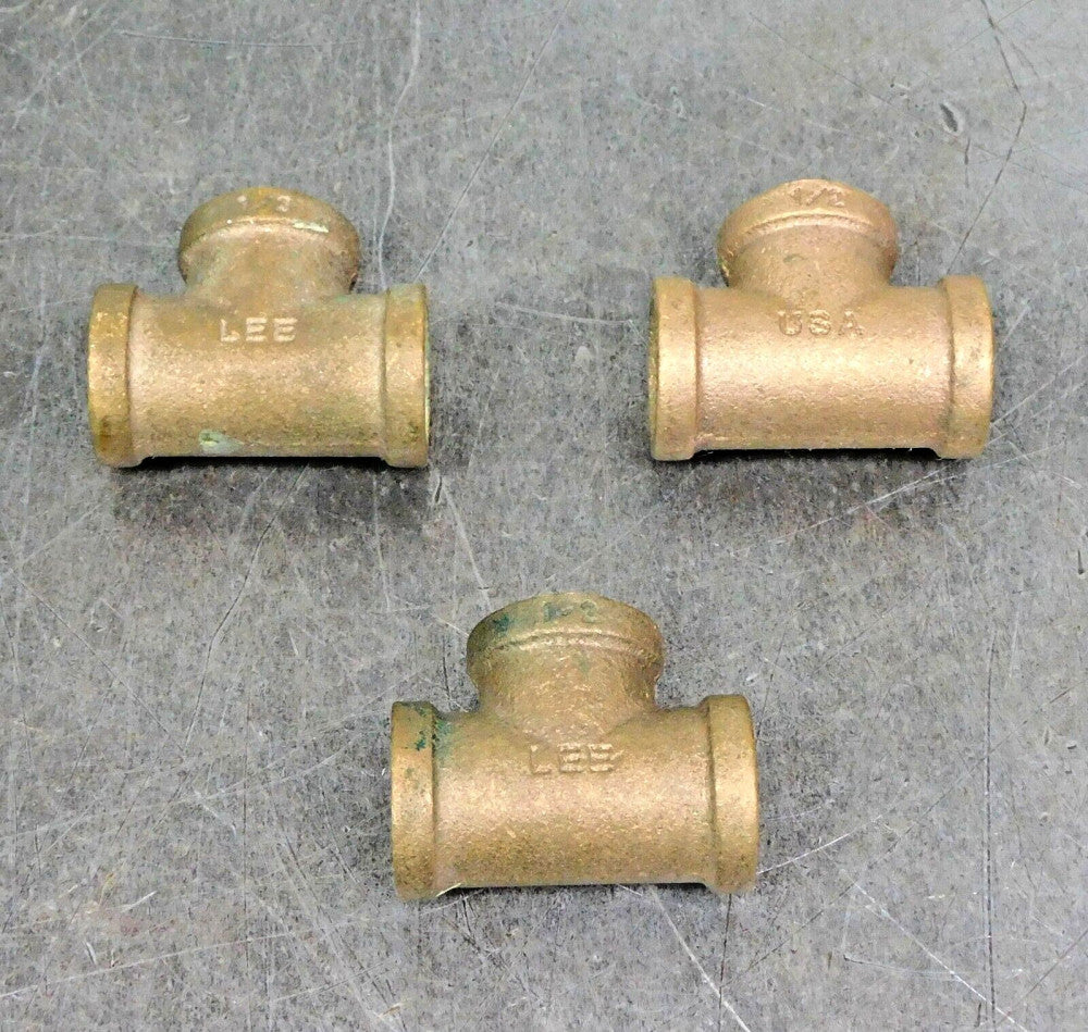 LEE - Brass Pipe Fitting Reducing Tee 1/2 in. NPT Lot of Three (3)